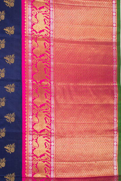 Kanchipuram Silk Butta Dark Blue Saree