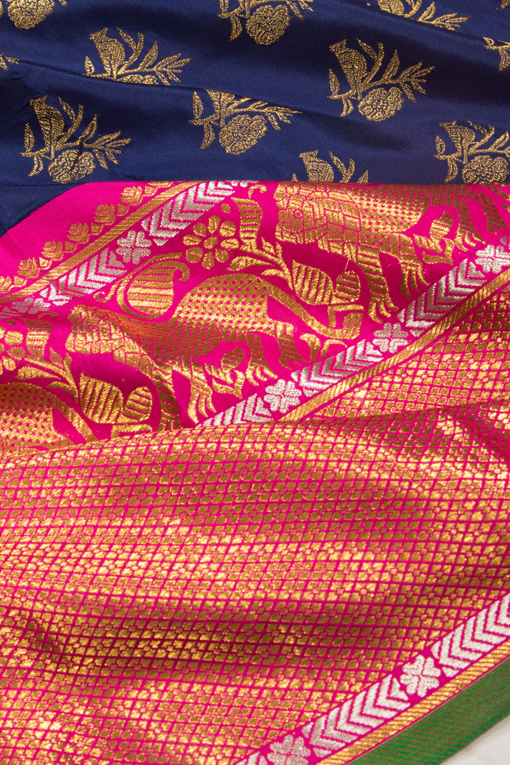 Kanchipuram Silk Butta Dark Blue Saree