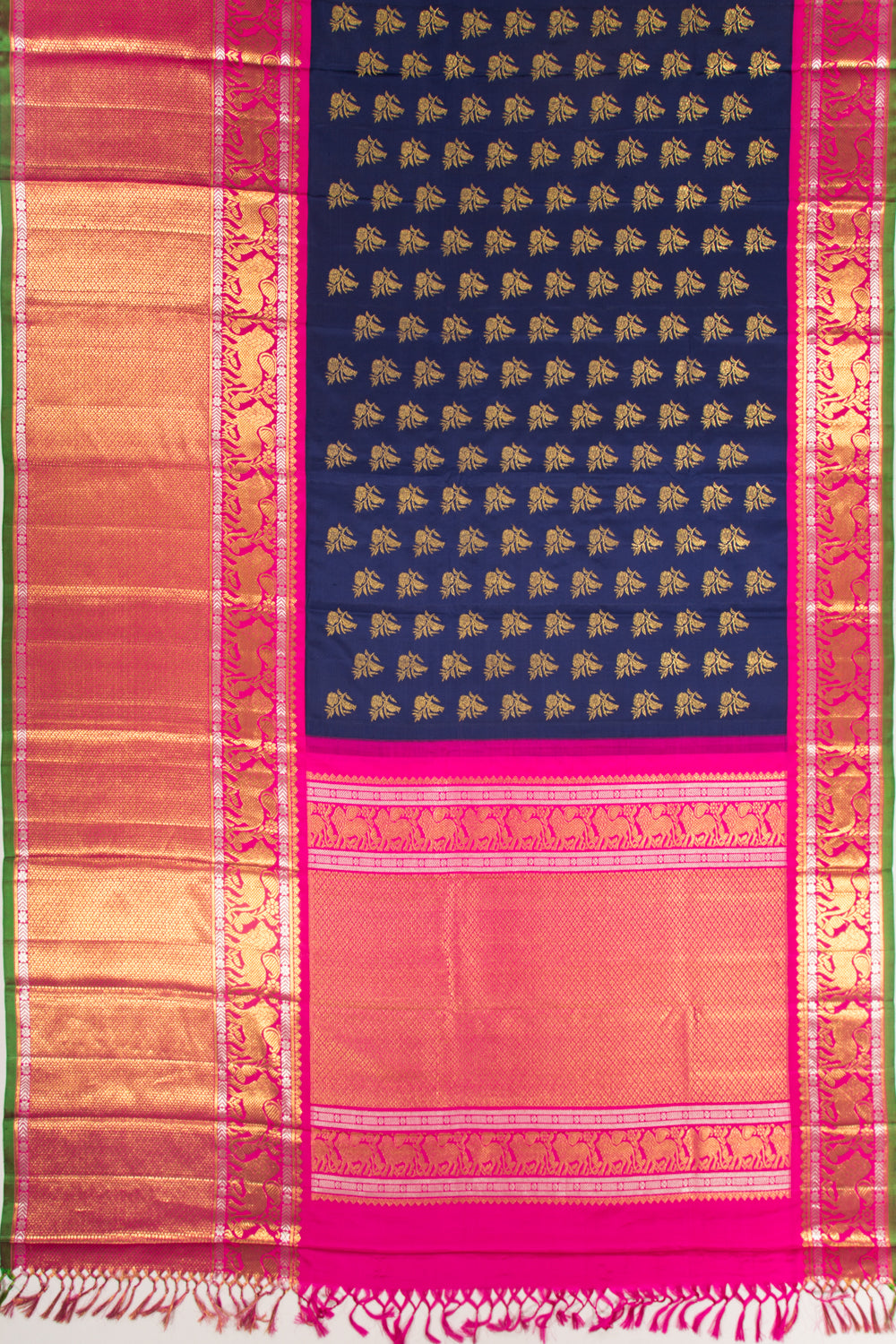 Kanchipuram Silk Butta Dark Blue Saree