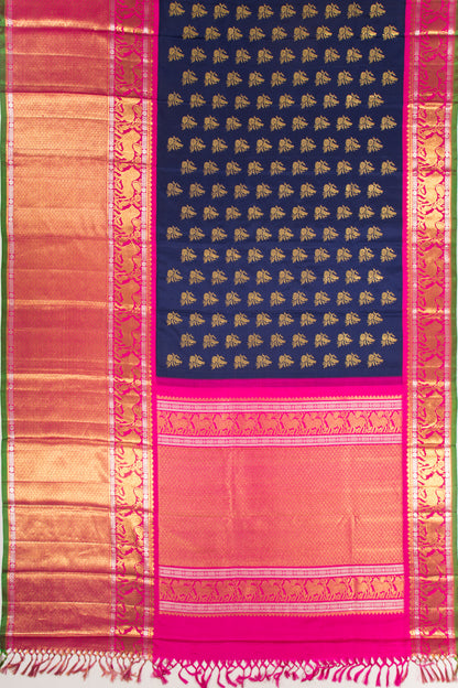 Kanchipuram Silk Butta Dark Blue Saree