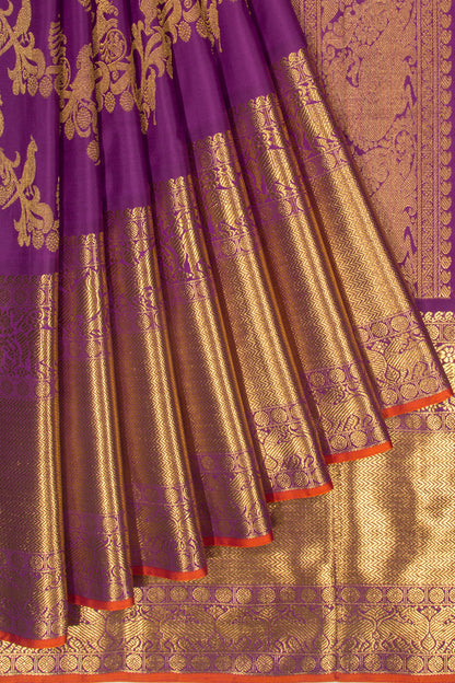 Kanchipuram Silk Jaal Purple Saree