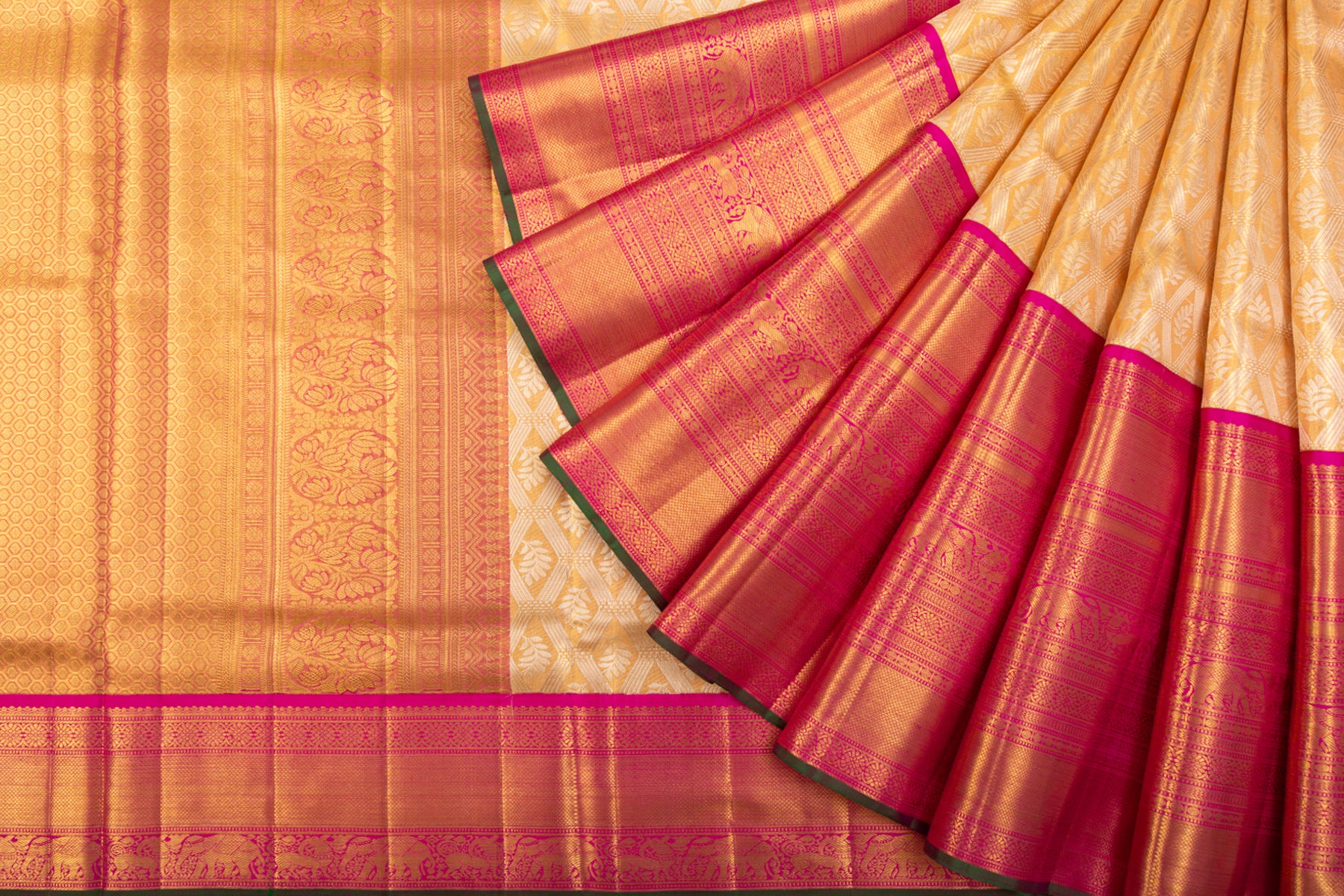 Kanchipuram Silk Tissue Brocade Gold Saree