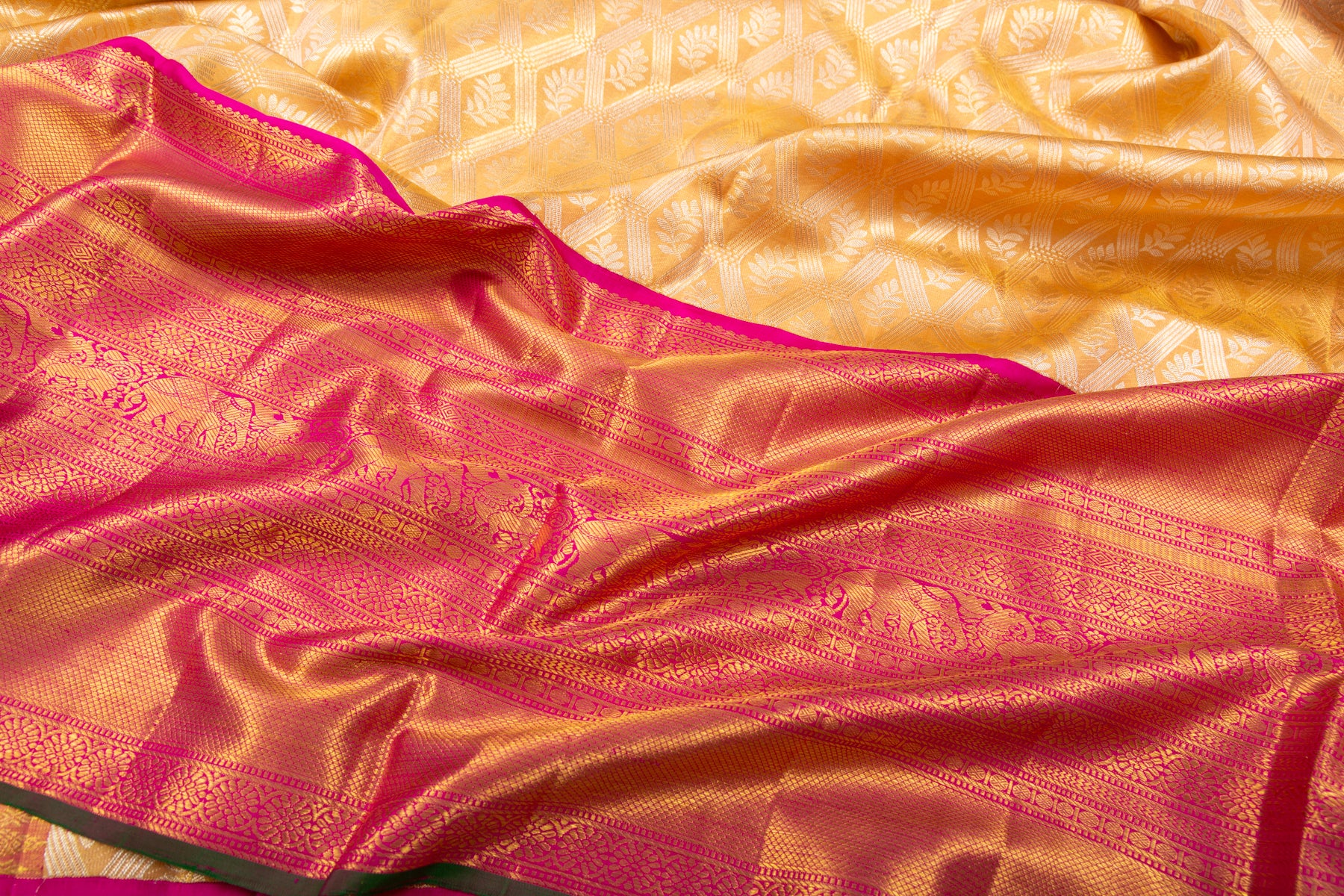 Kanchipuram Silk Tissue Brocade Gold Saree