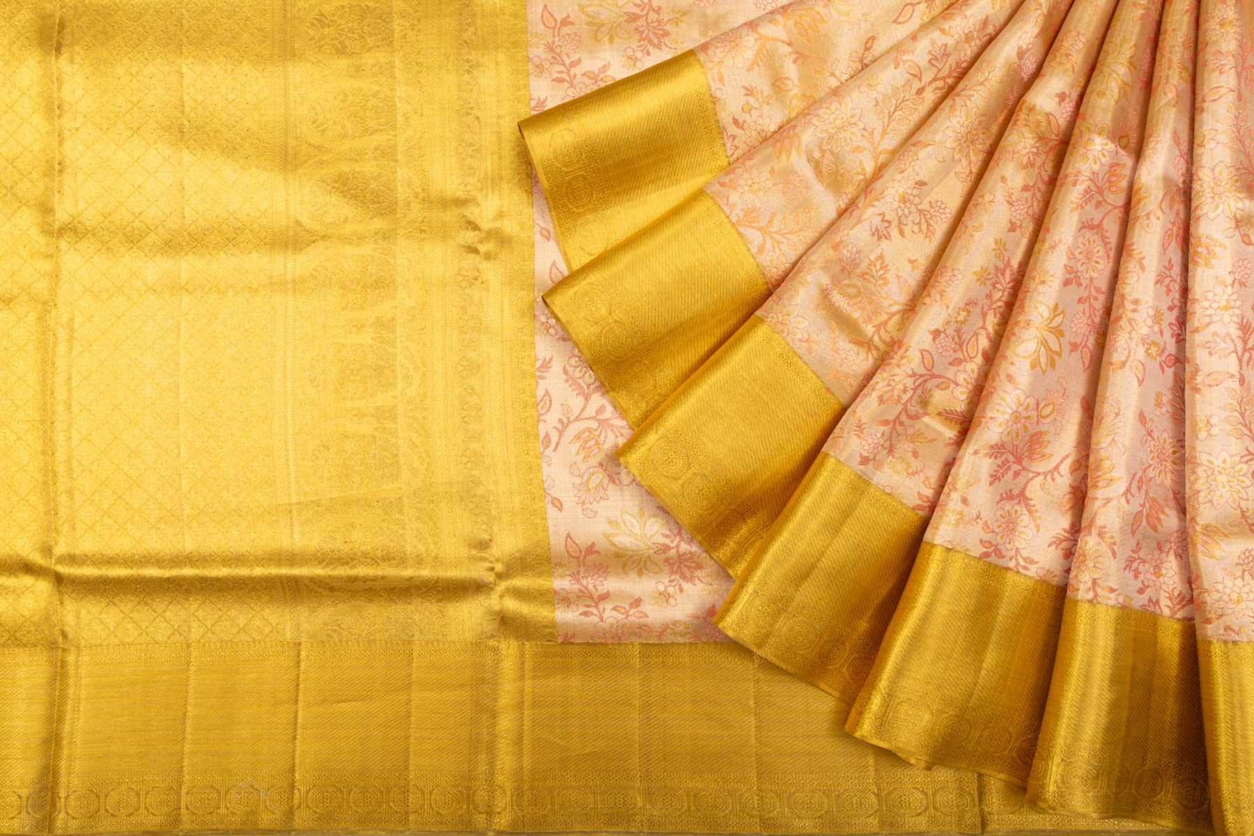 Kanchipuram Silk Tissue Brocade Gold Saree