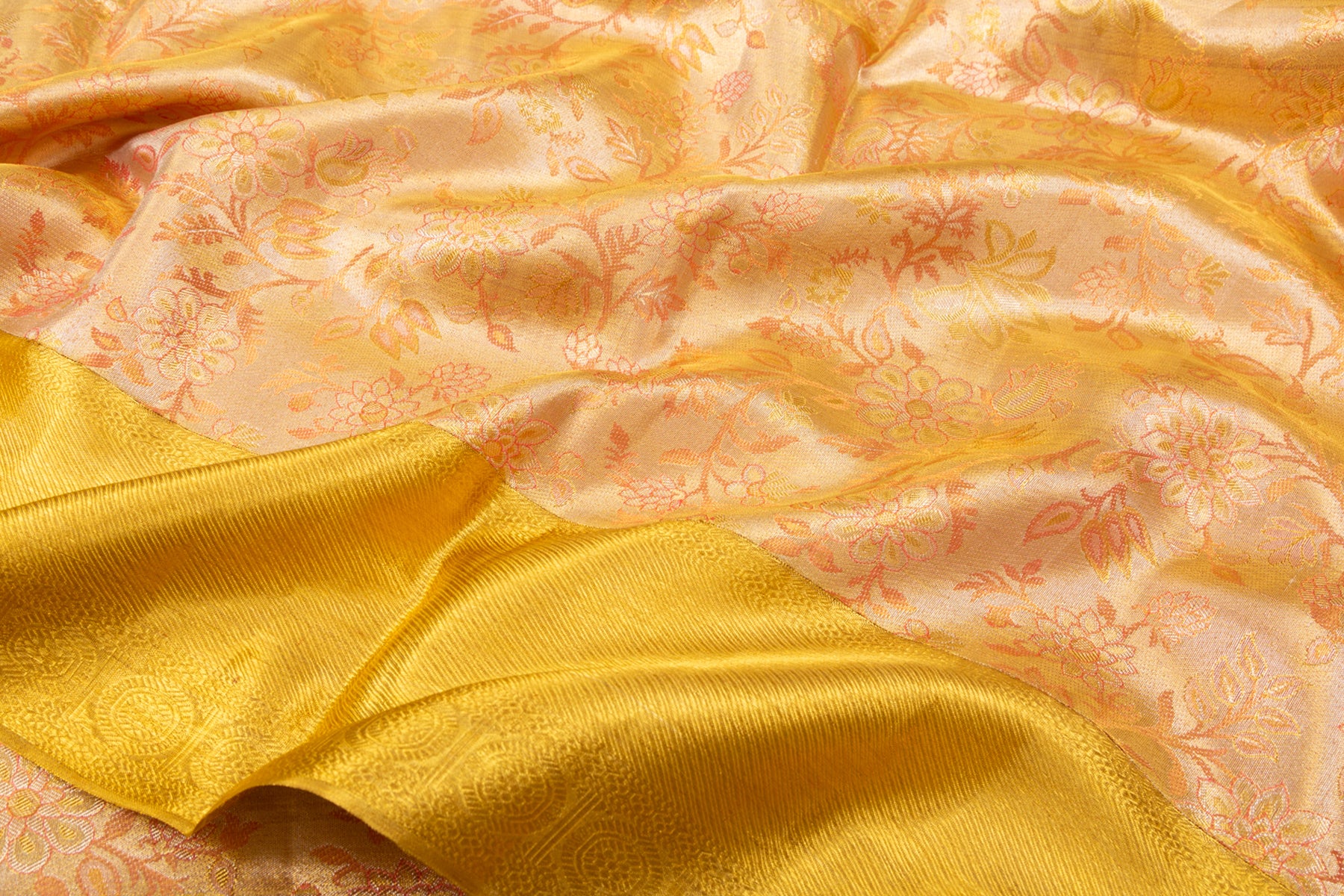 Kanchipuram Silk Tissue Brocade Gold Saree