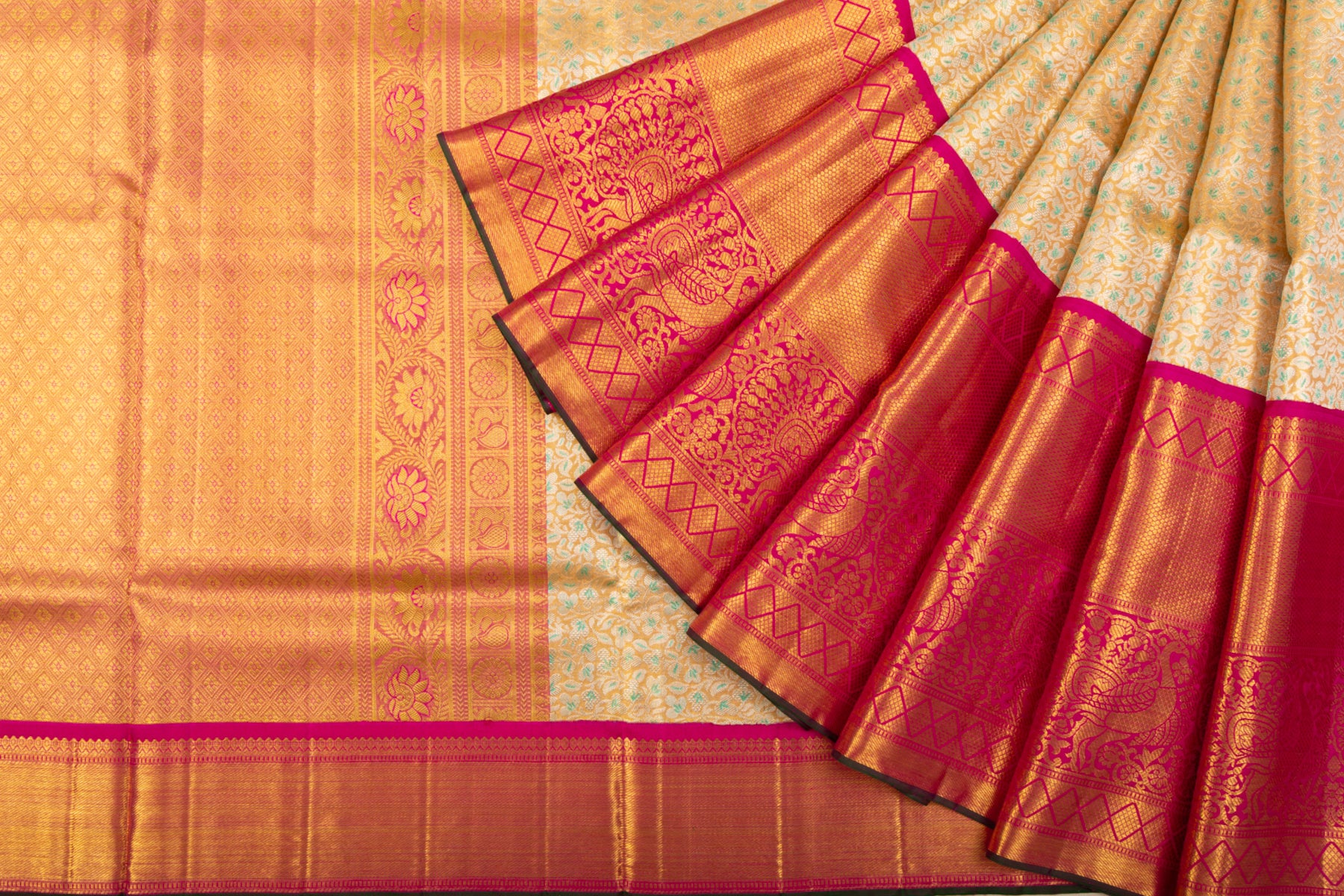 Kanchipuram Silk Tissue Brocade Gold Saree