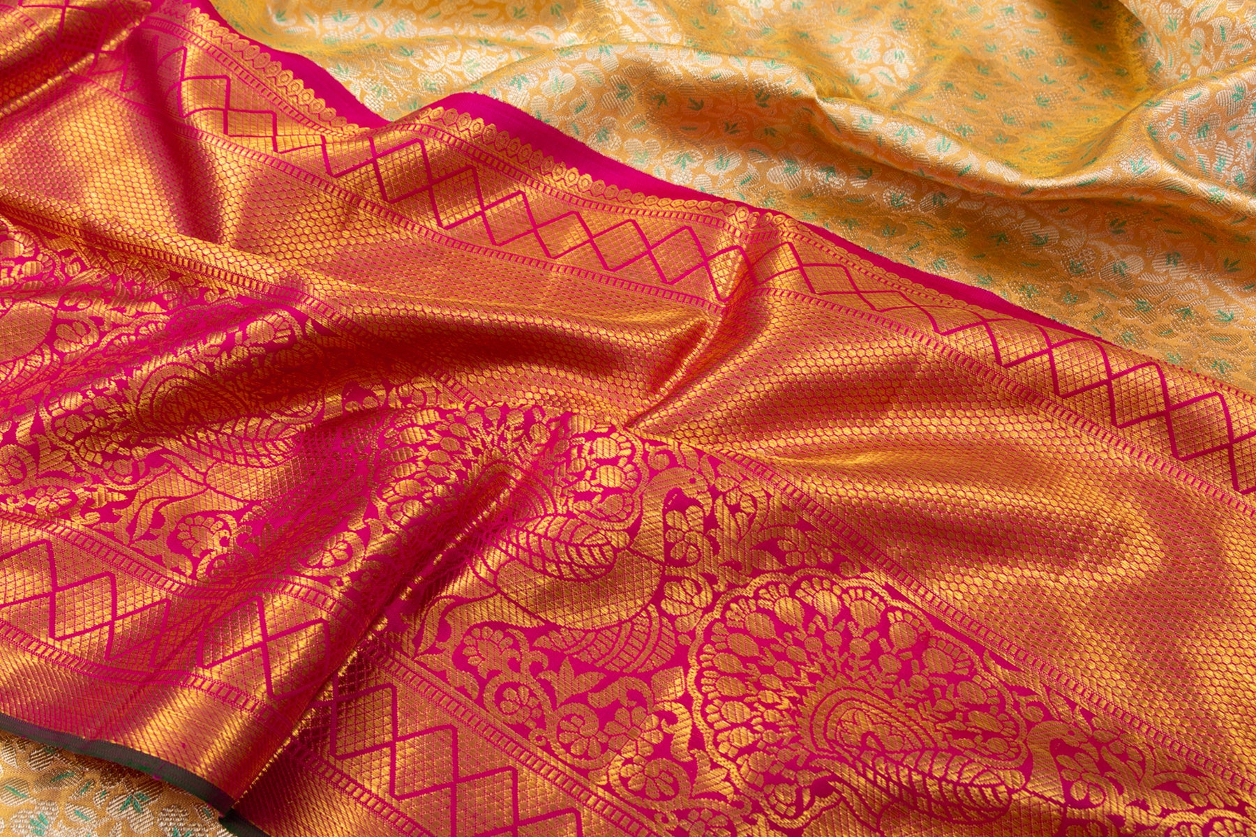 Kanchipuram Silk Tissue Brocade Gold Saree