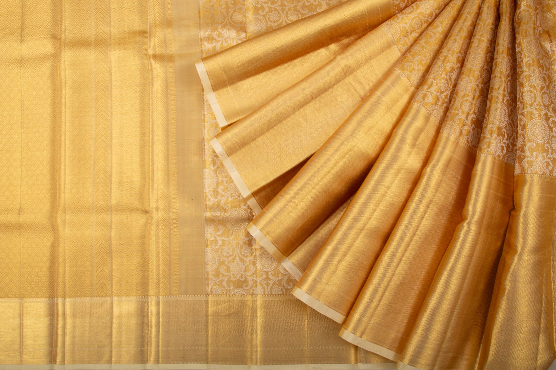 Kanchipuram Silk Tissue Brocade Gold Saree