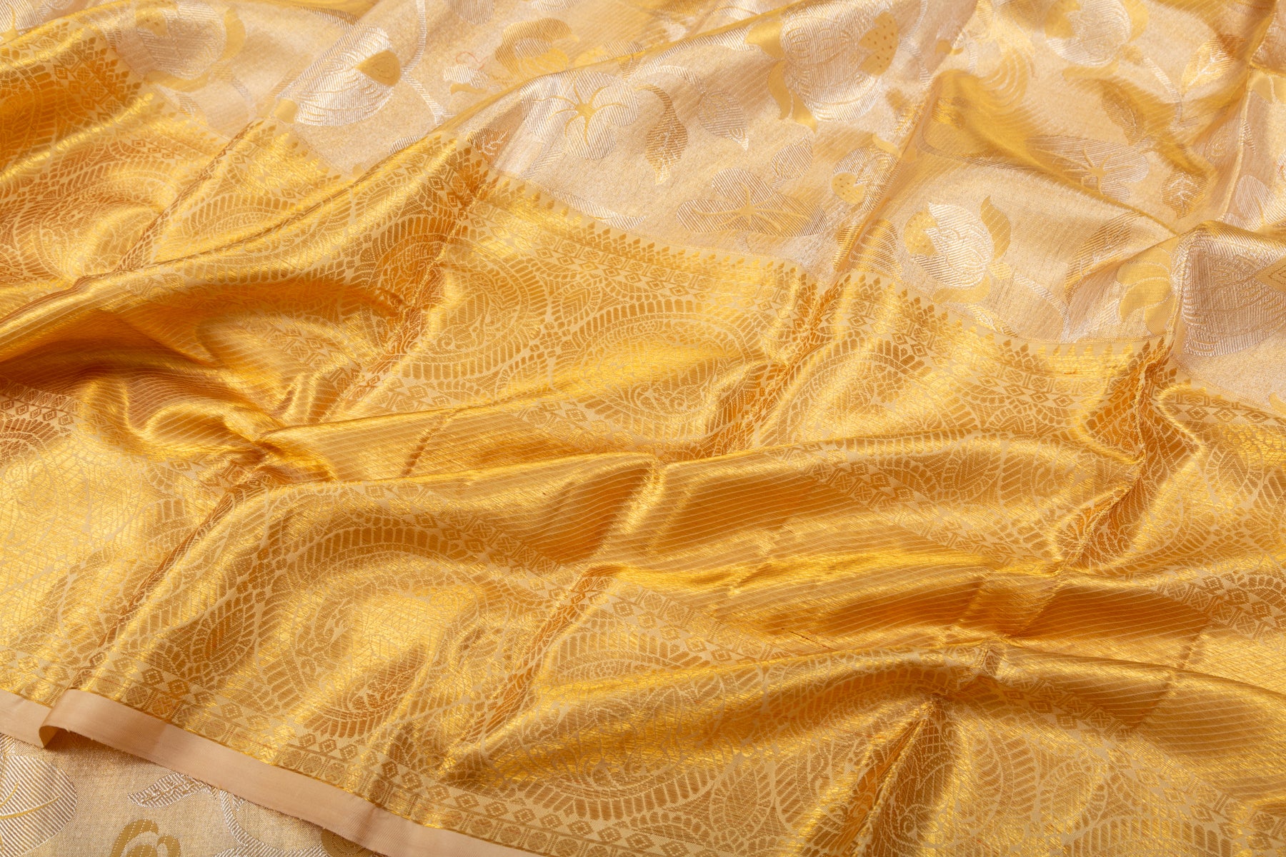 Kanchipuram Silk Silver Tissue Gold Brocade Saree