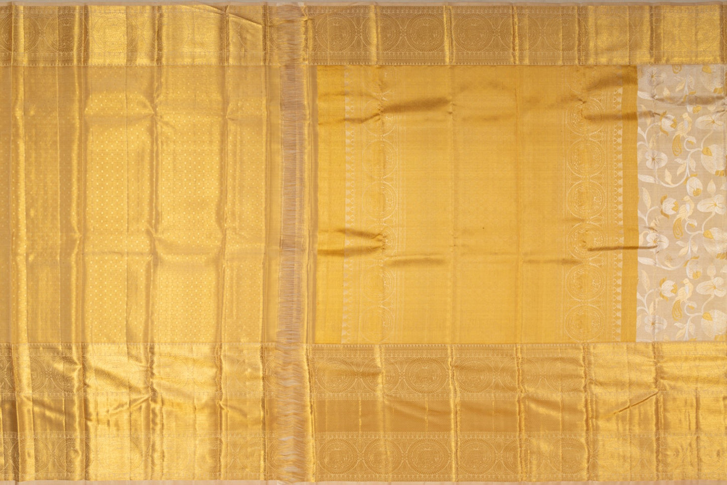 Kanchipuram Silk Silver Tissue Gold Brocade Saree