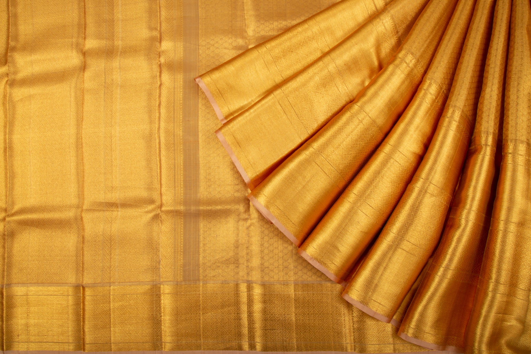 Kanchipuram Silk Tissue Brocade Gold Saree