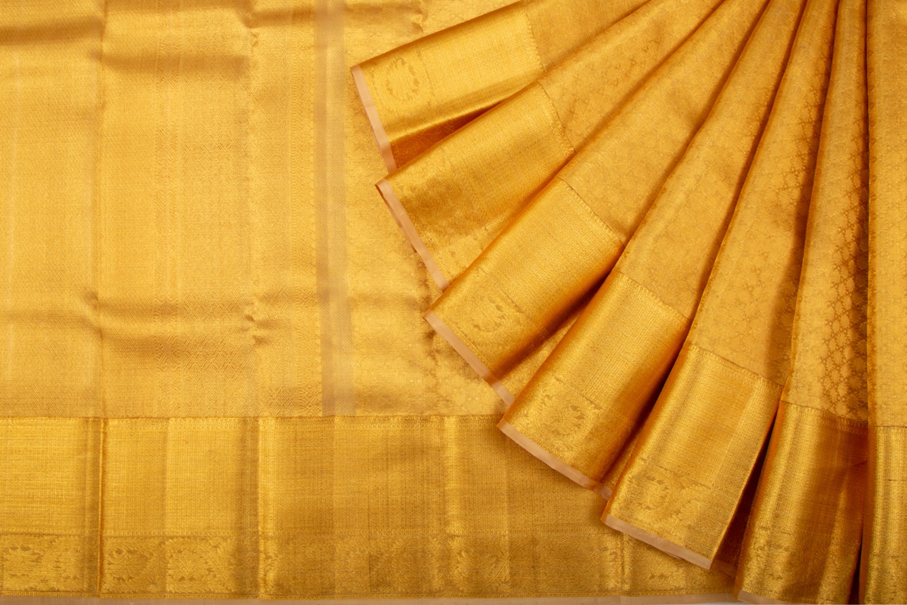 Kanchipuram Silk Tissue Brocade Gold Saree