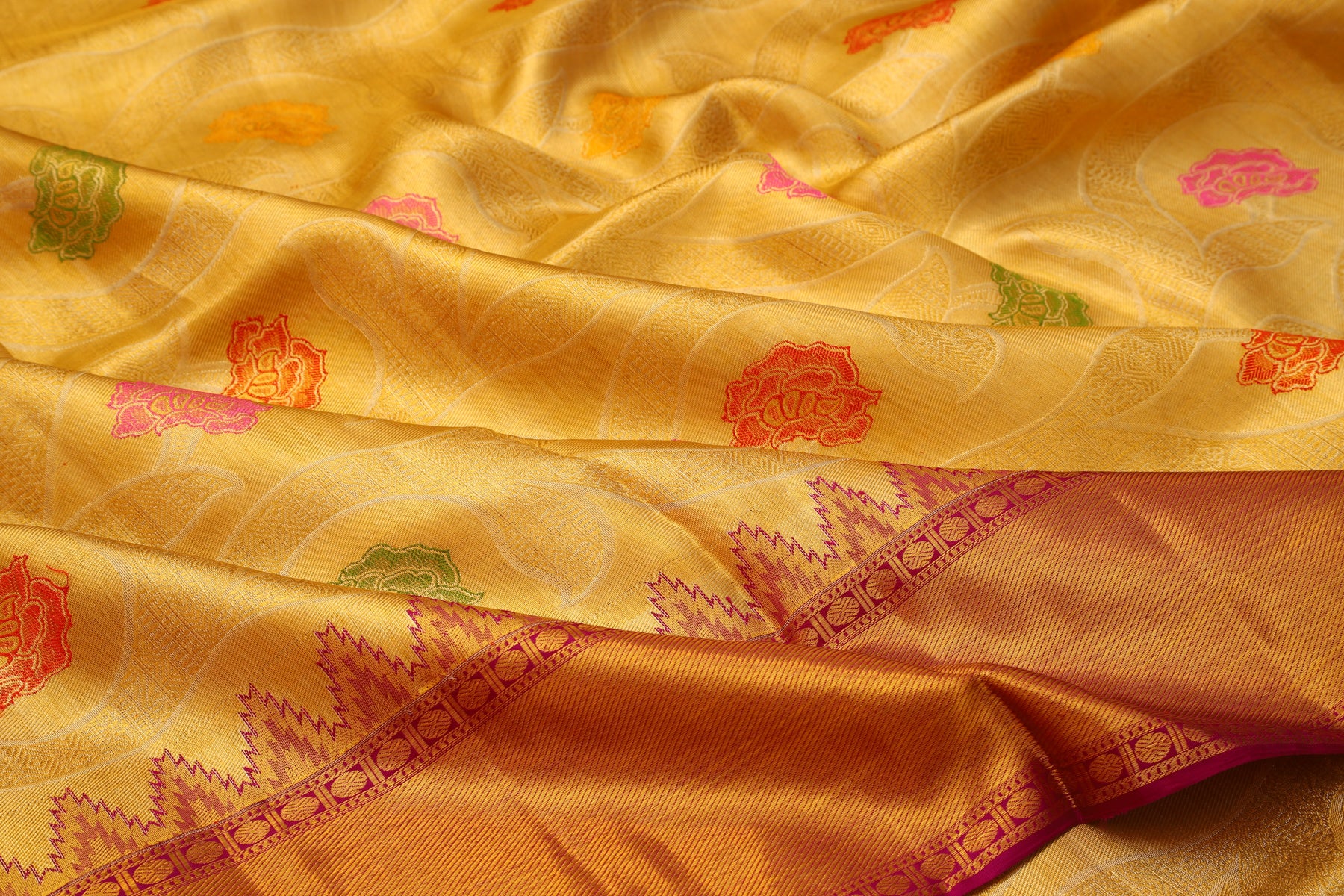 Kanchipuram Silk Tissue Brocade Gold Saree