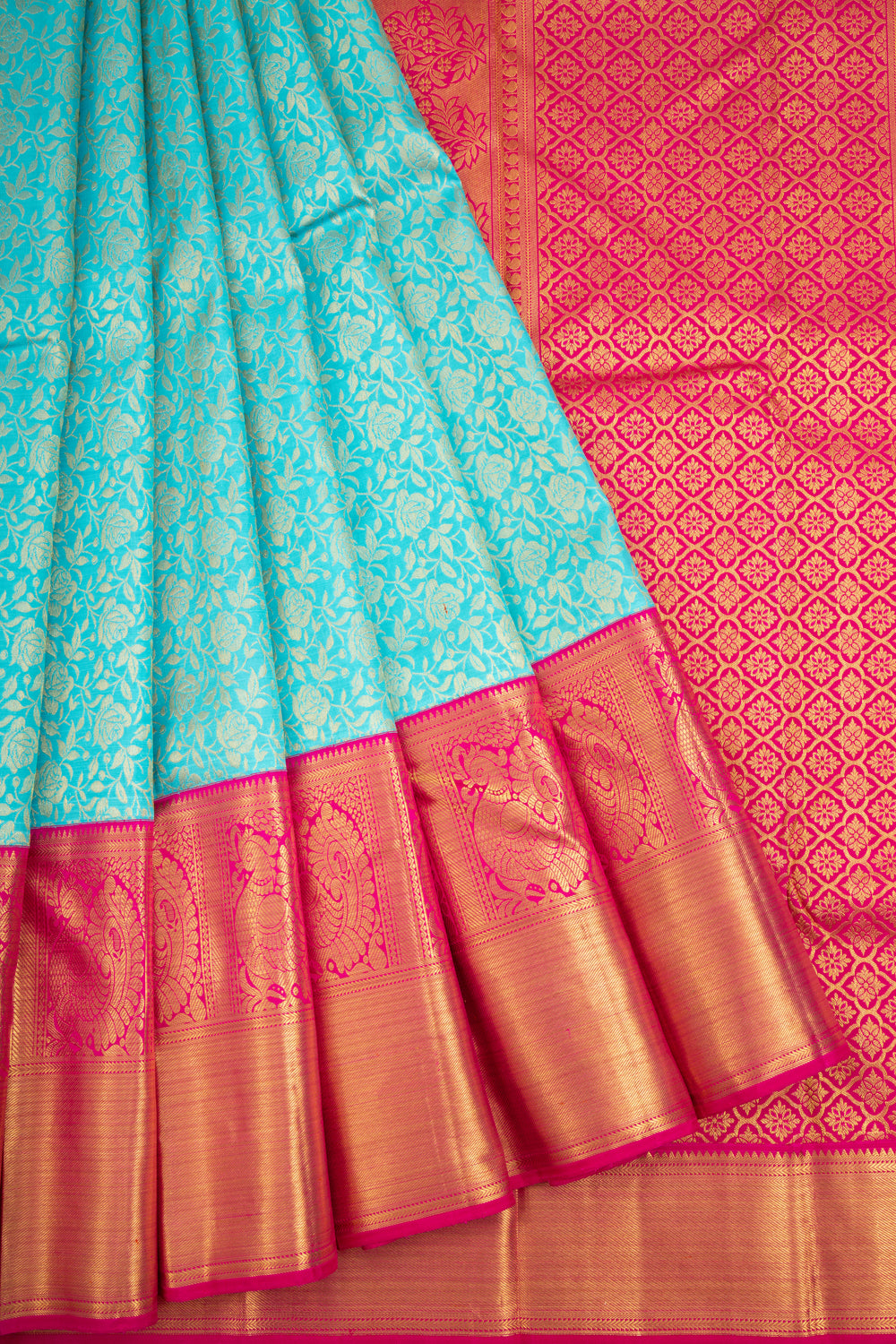 Kanchipuram Silk Brocade Sky Blue Saree