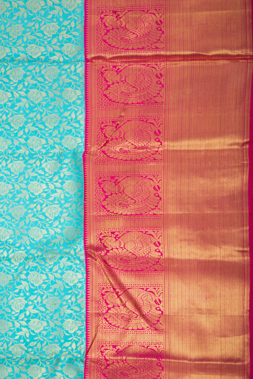 Kanchipuram Silk Brocade Sky Blue Saree