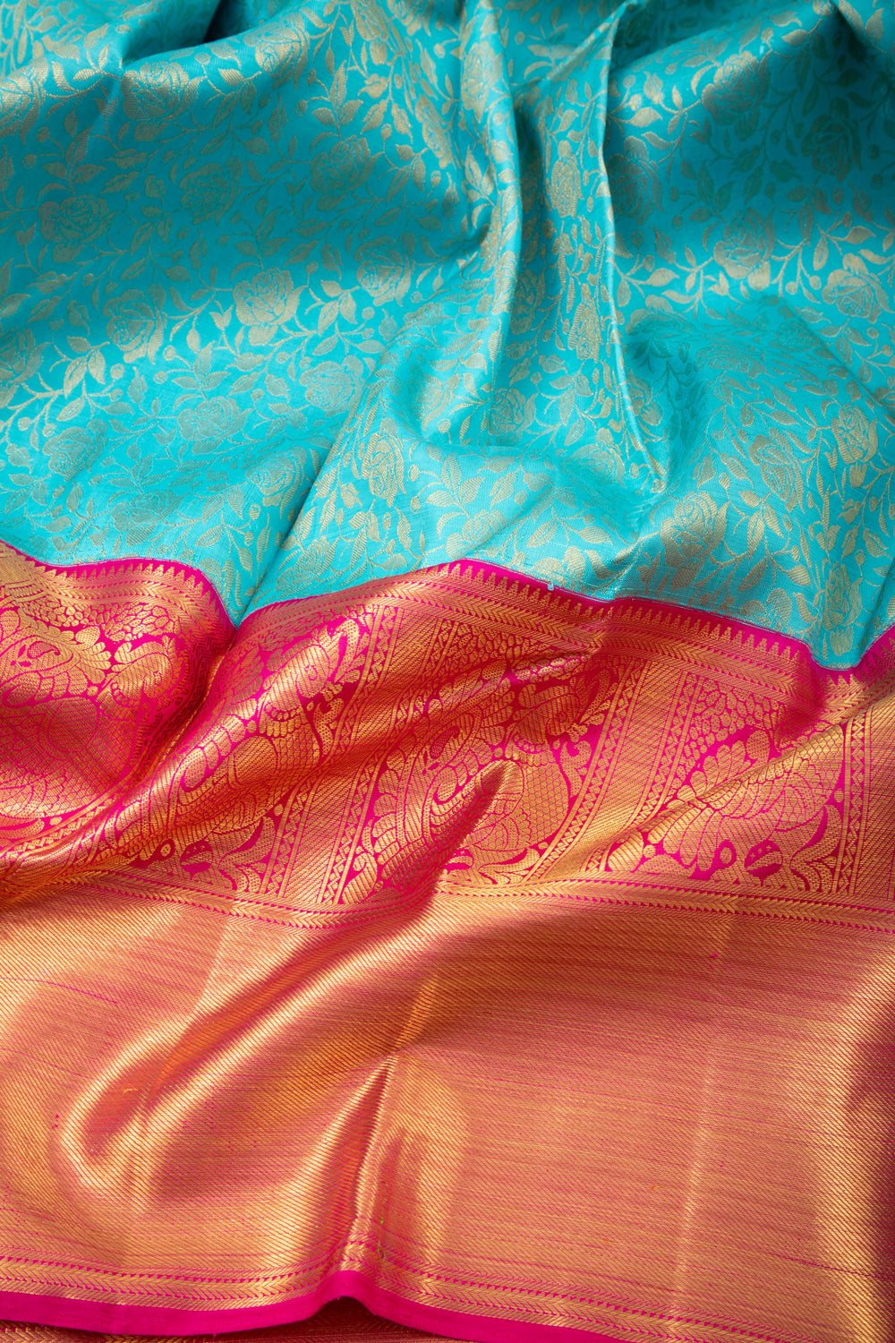 Kanchipuram Silk Brocade Sky Blue Saree