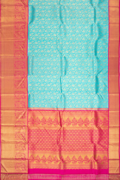 Kanchipuram Silk Brocade Sky Blue Saree
