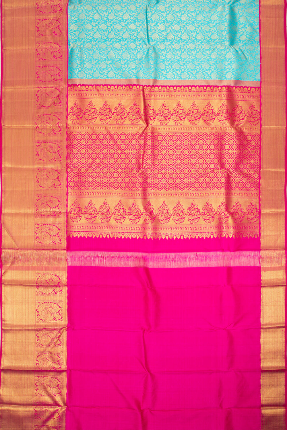 Kanchipuram Silk Brocade Sky Blue Saree