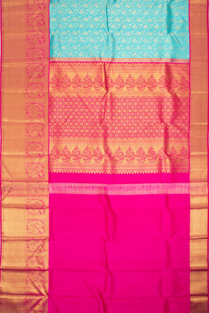 Kanchipuram Silk Brocade Sky Blue Saree