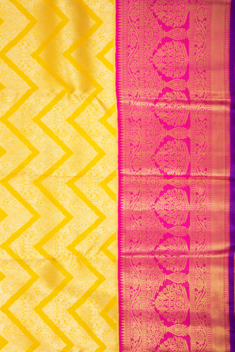 Kanchipuram Silk Brocade Yellow Saree