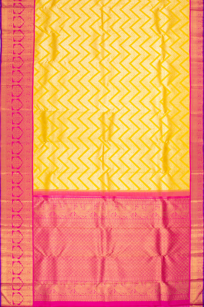 Kanchipuram Silk Brocade Yellow Saree
