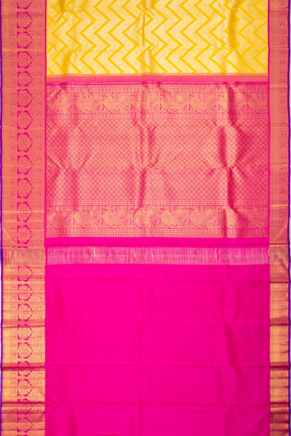 Kanchipuram Silk Brocade Yellow Saree