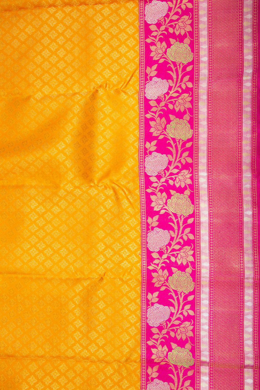 Kanchipuram Silk Brocade Yellow Saree
