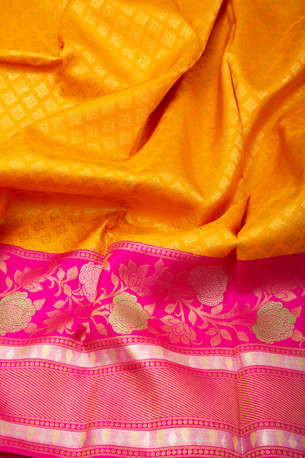 Kanchipuram Silk Brocade Yellow Saree