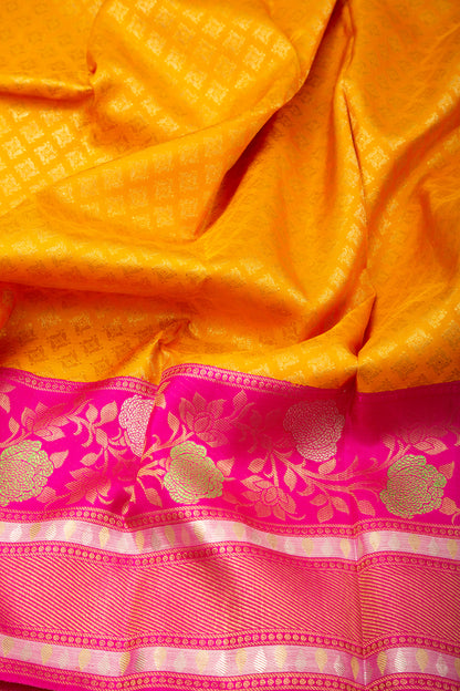 Kanchipuram Silk Brocade Yellow Saree