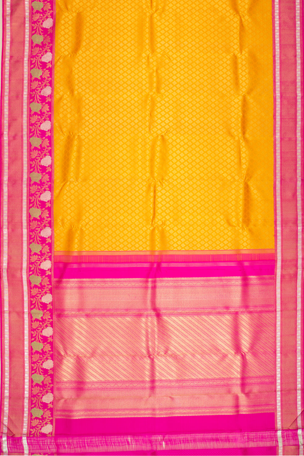 Kanchipuram Silk Brocade Yellow Saree