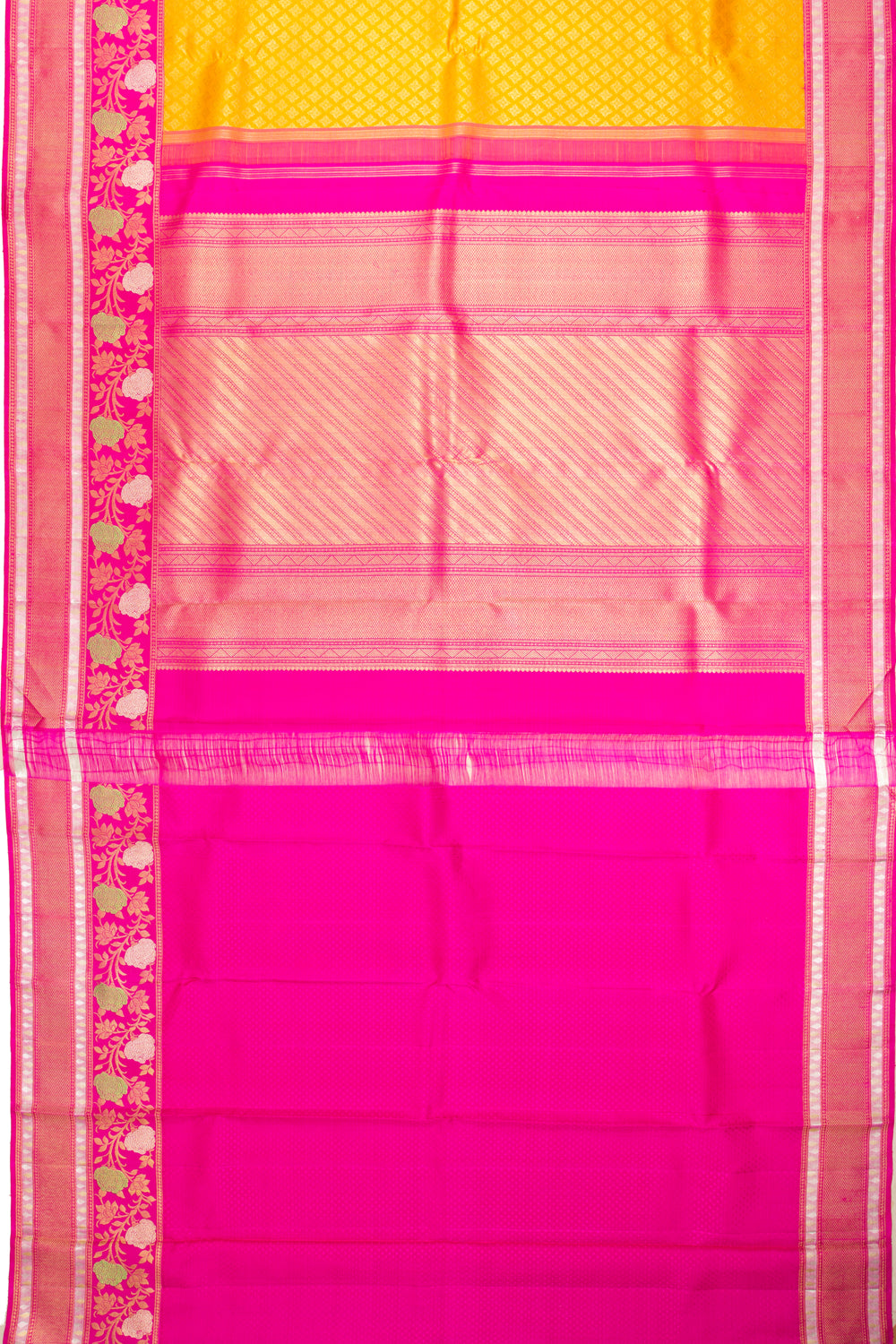 Kanchipuram Silk Brocade Yellow Saree