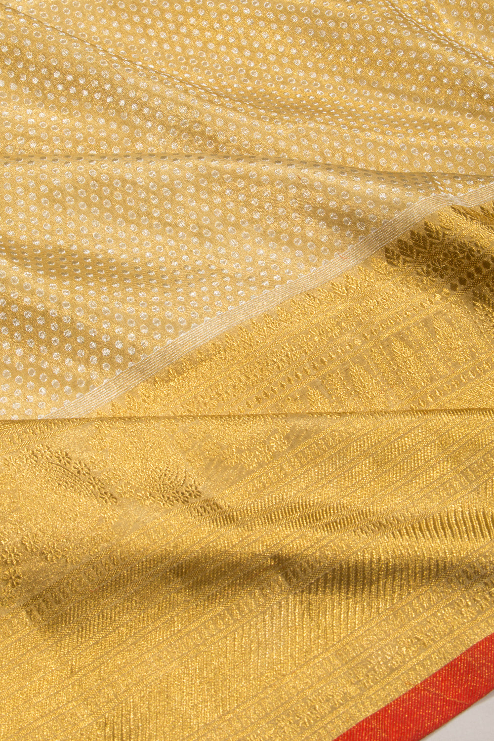 Kanchipuram Silk Tissue Brocade Gold Saree