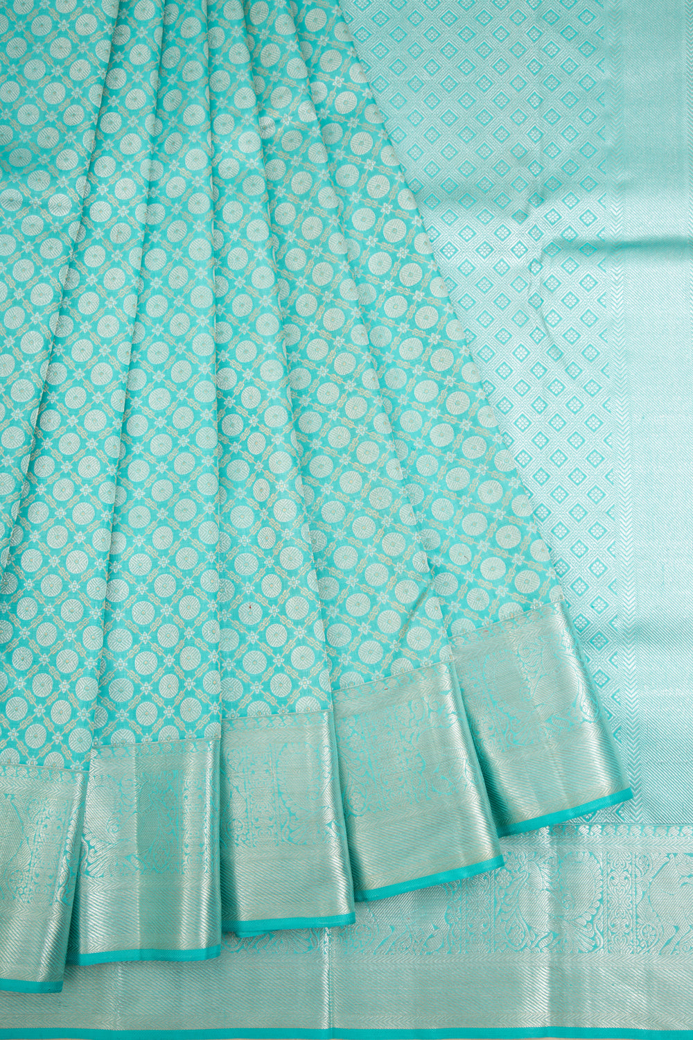 Kanchipuram Silk Brocade Sky Blue Saree