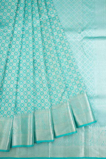Kanchipuram Silk Brocade Sky Blue Saree