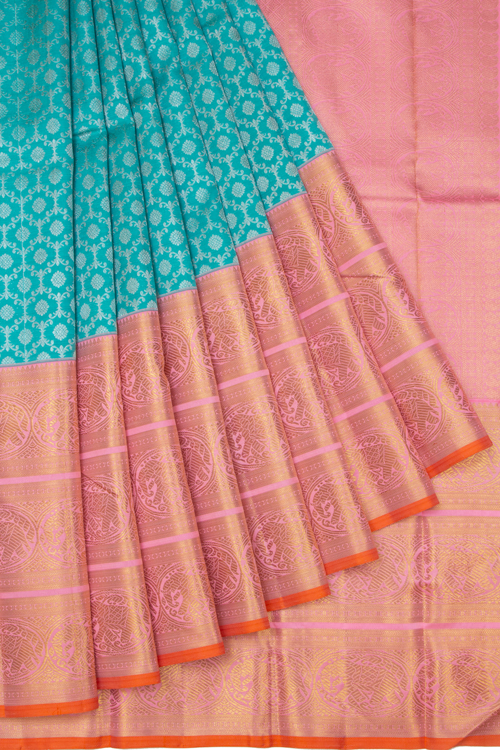 Kanchipuram Silk Brocade Sky Blue Saree