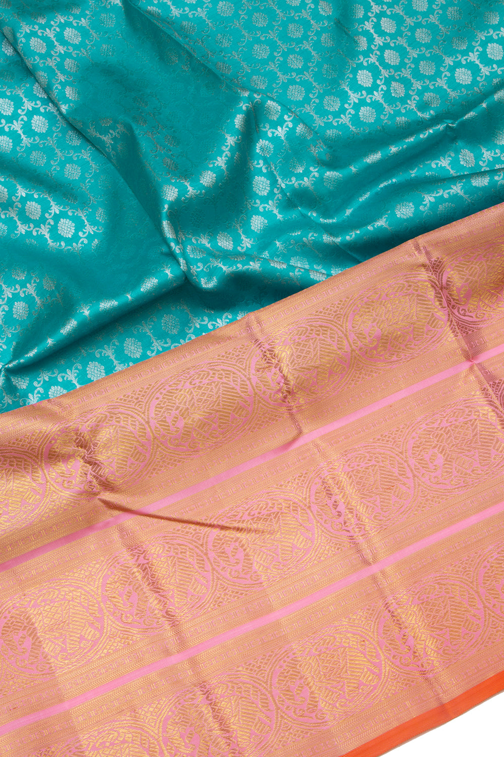Kanchipuram Silk Brocade Sky Blue Saree
