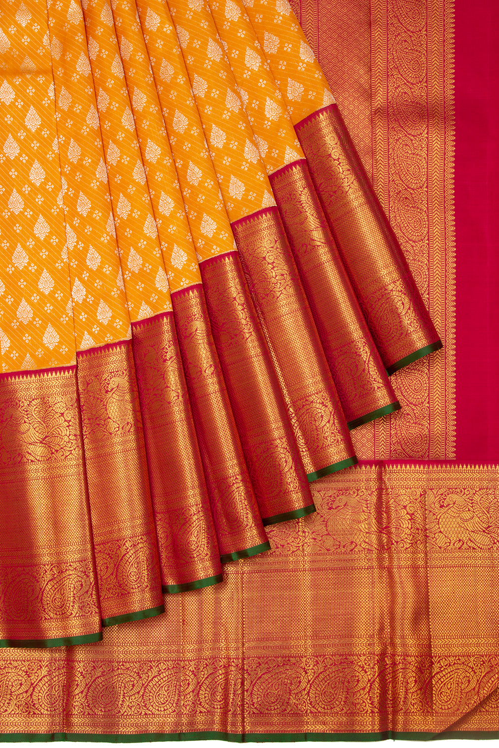 Kanchipuram Silk Brocade Mustard Yellow Saree