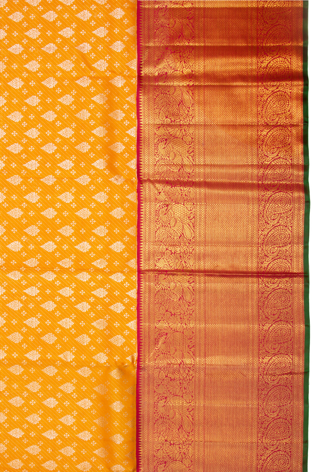 Kanchipuram Silk Brocade Mustard Yellow Saree
