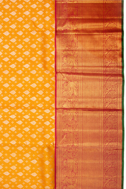 Kanchipuram Silk Brocade Mustard Yellow Saree