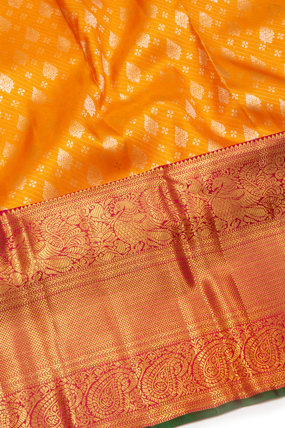Kanchipuram Silk Brocade Mustard Yellow Saree