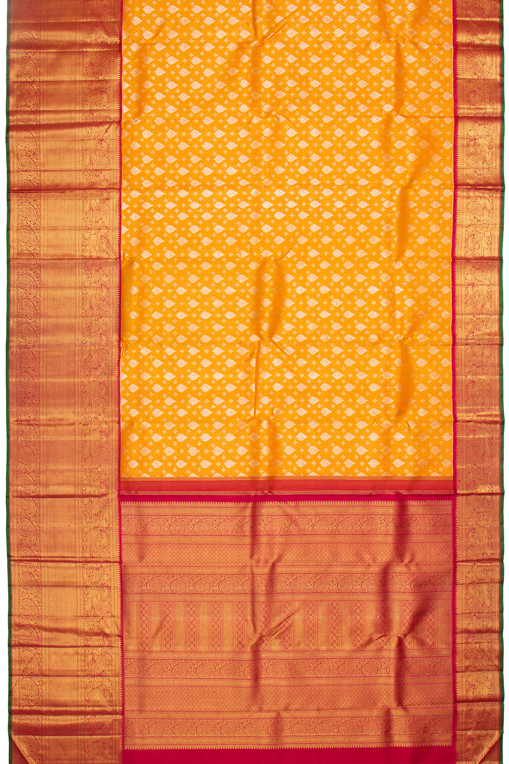 Kanchipuram Silk Brocade Mustard Yellow Saree