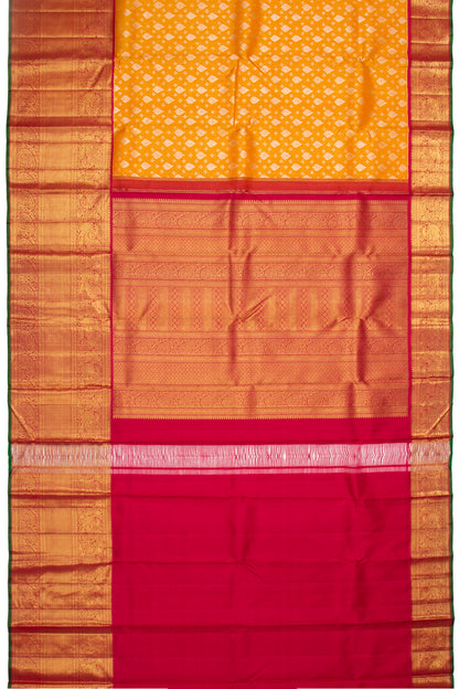 Kanchipuram Silk Brocade Mustard Yellow Saree