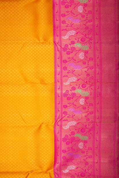 Kanchipuram Silk Brocade Mustard Yellow Saree