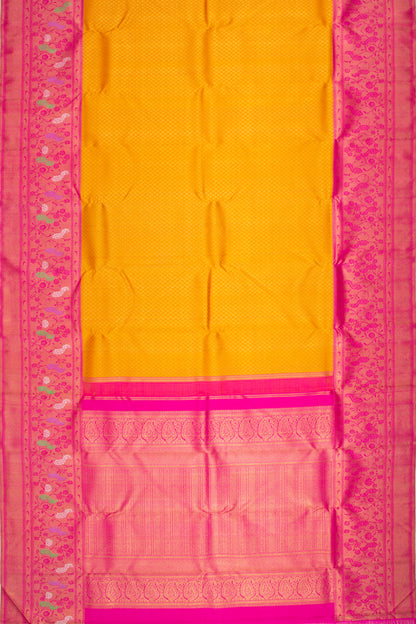 Kanchipuram Silk Brocade Mustard Yellow Saree