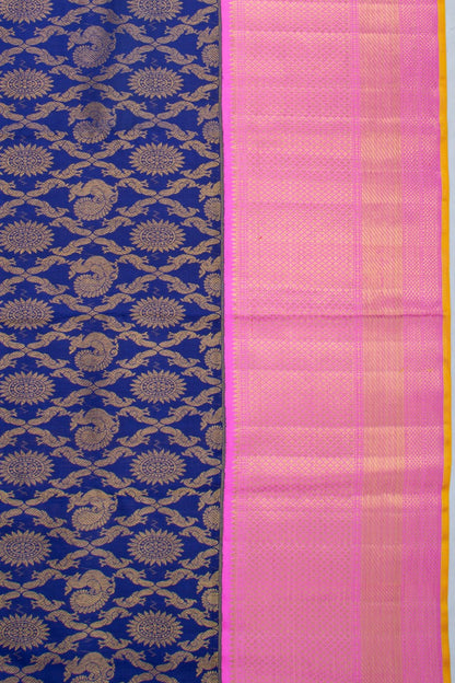 Kanchipuram Silk Brocade Dark Blue Saree