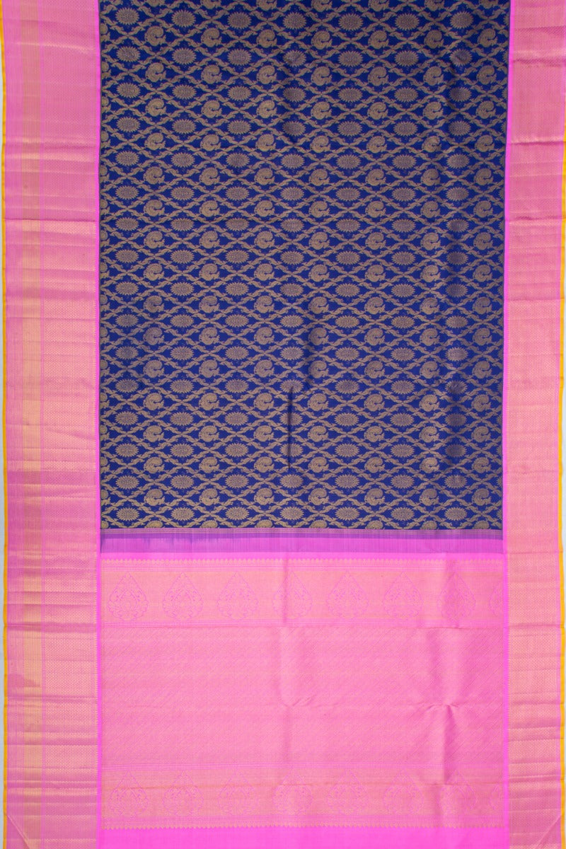 Kanchipuram Silk Brocade Dark Blue Saree