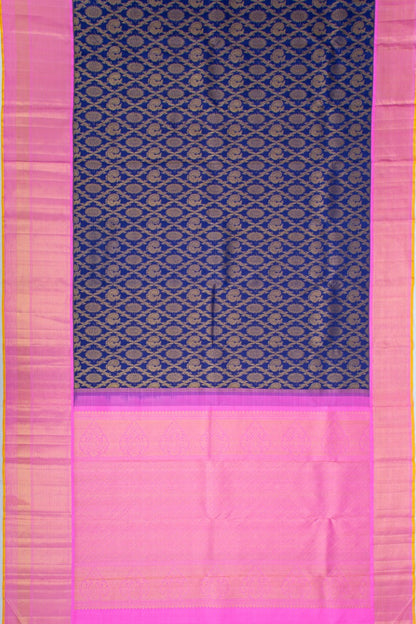 Kanchipuram Silk Brocade Dark Blue Saree