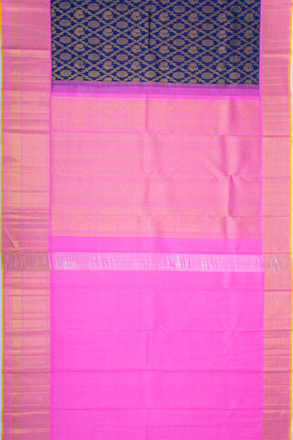 Kanchipuram Silk Brocade Dark Blue Saree