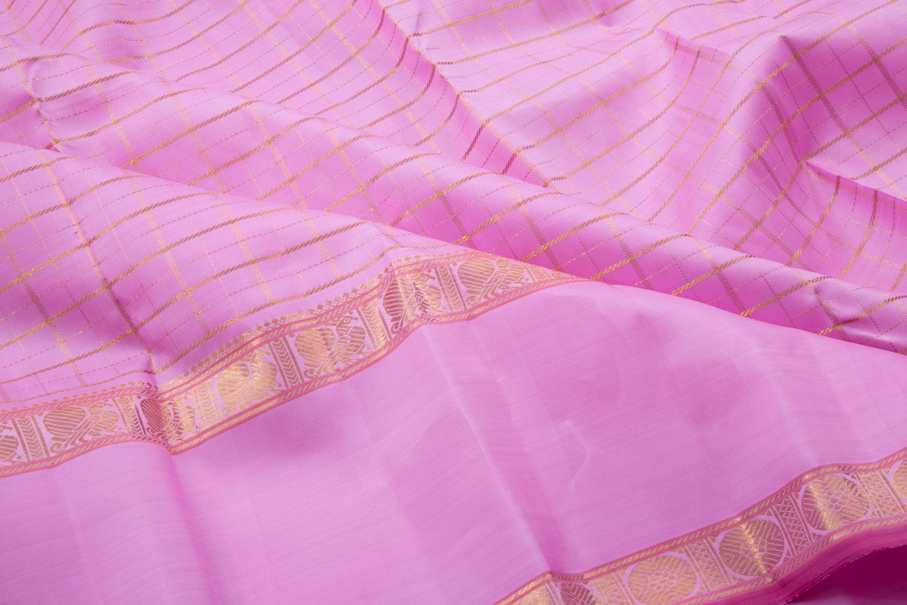 Kanchipuram Silk Checks Lilac Saree