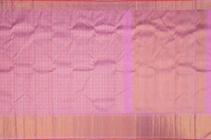 Kanchipuram Silk Criss-Cross Checks And Butta Pastel Pink Saree